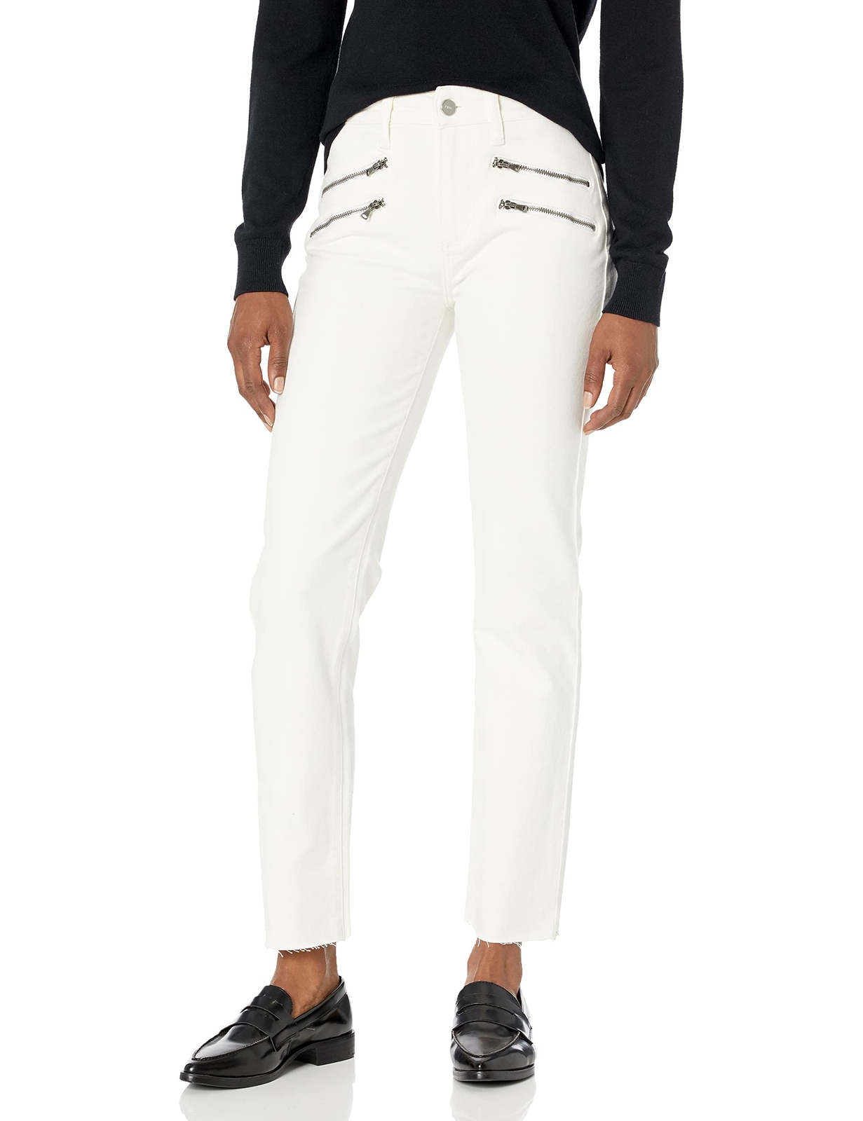 PAIGE Women\'s high Rise Edgemont raw Hem Exposed Zipper Gold coast Size 27