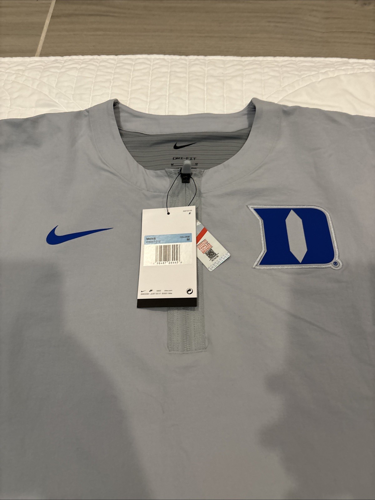 Nike RARE Medium Duke Blue Devils Quarter Zip Pullover Gray Dri-FIT NWT