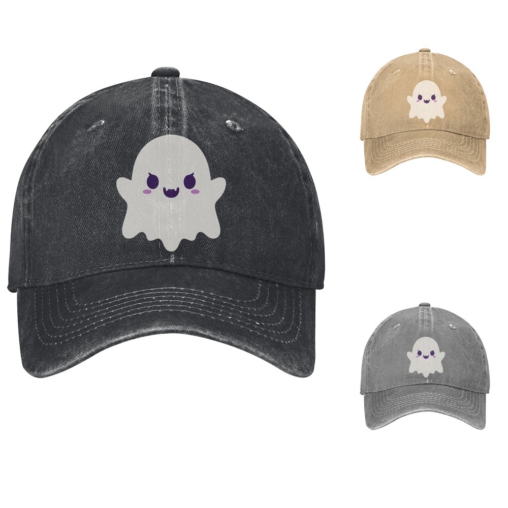 Kawaii Ghost Baseball Cap Minimal Dad Hat Adjustable Cotton Cap