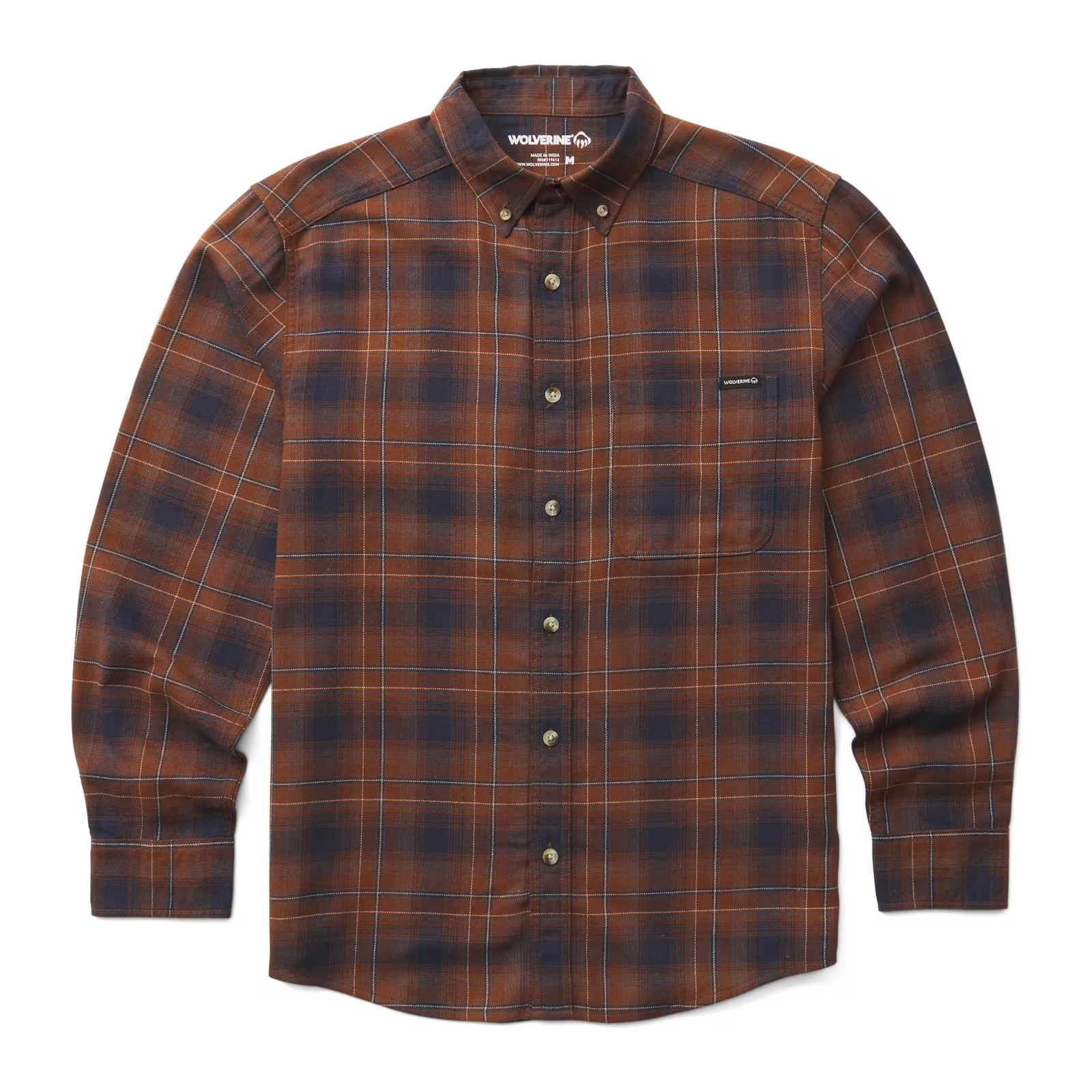 Wolverine Men Hastings Flannel Shirt Dark Earth XXL  Apparel