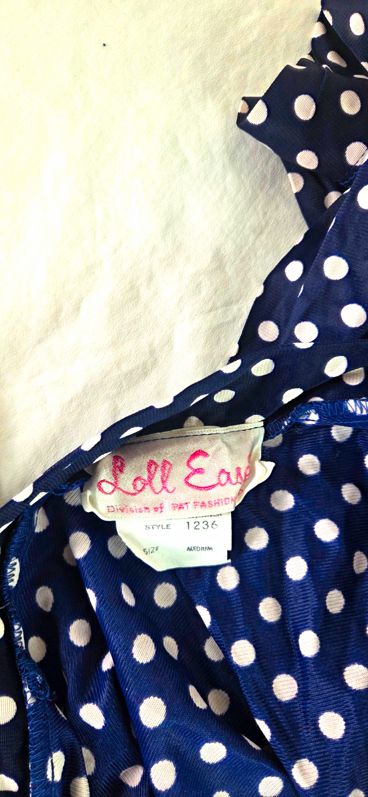 VTG 60s 70s Loll Ease Pat Fashions Polka Dot Wrap Robe & Travel Pouch Set Medium