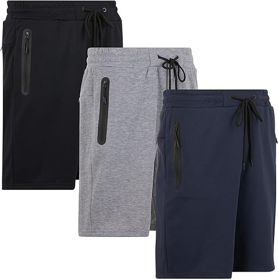 3 PACK: Men\'s French Terry Fleece-Lined GYM WORKOUT RUNNING Cotton Sweat Shorts 