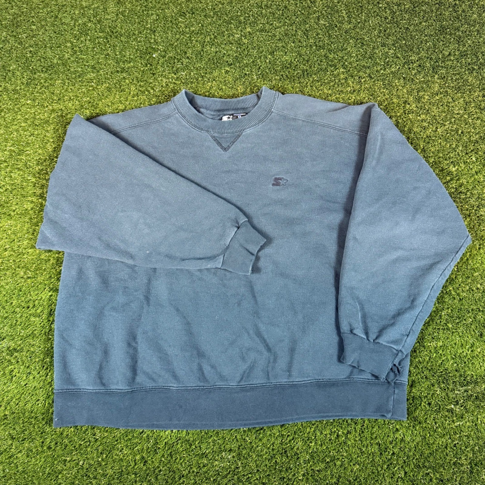 Vintage Starter Pro80 Heavyweight Sweatshirt Mens Large Faded Navy Distressed