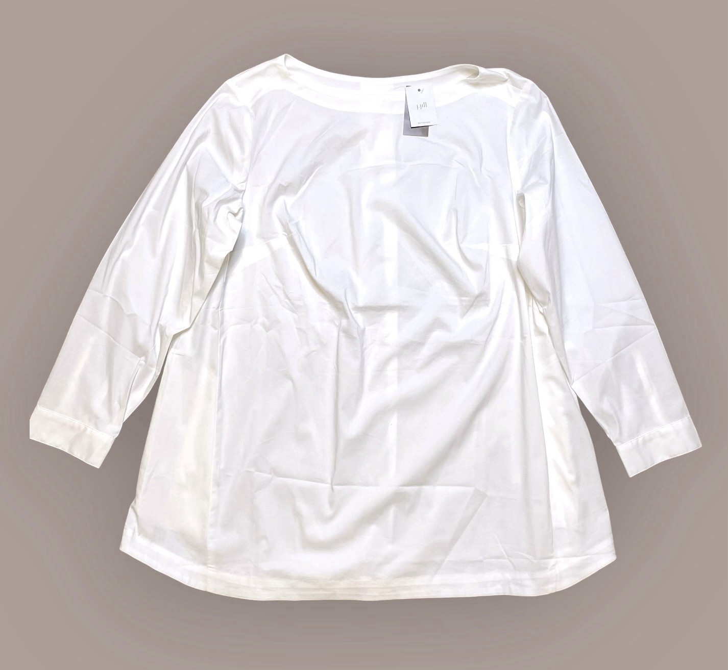 J Jill White Shirt Collection Size XL Boatneck Long Sleeve Relaxed Coastal