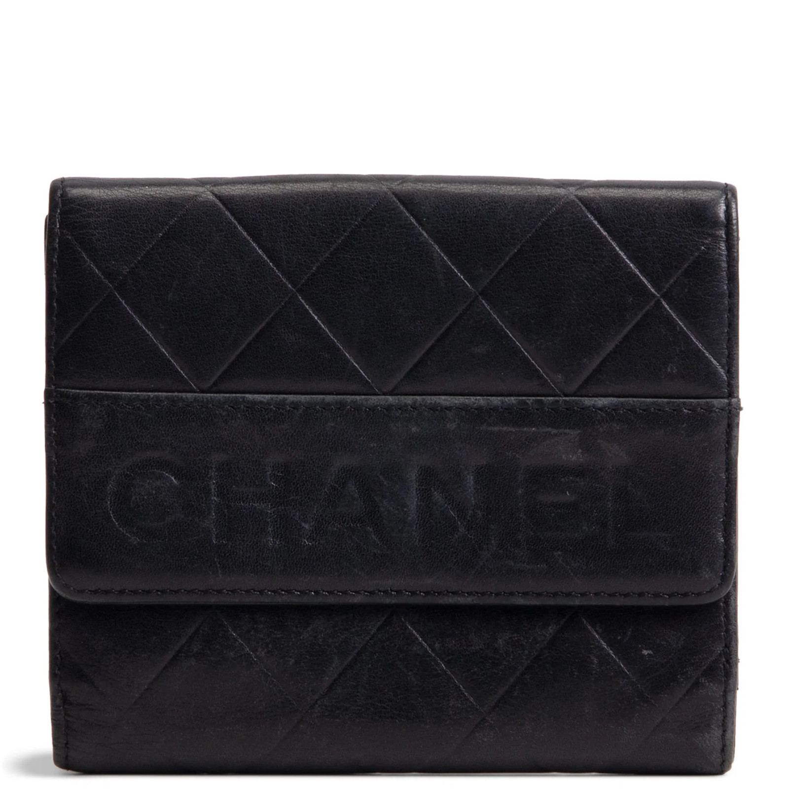 CHANEL Matelasse Embossed Lax Compact Flap Wallet OUTLET FINAL SALE