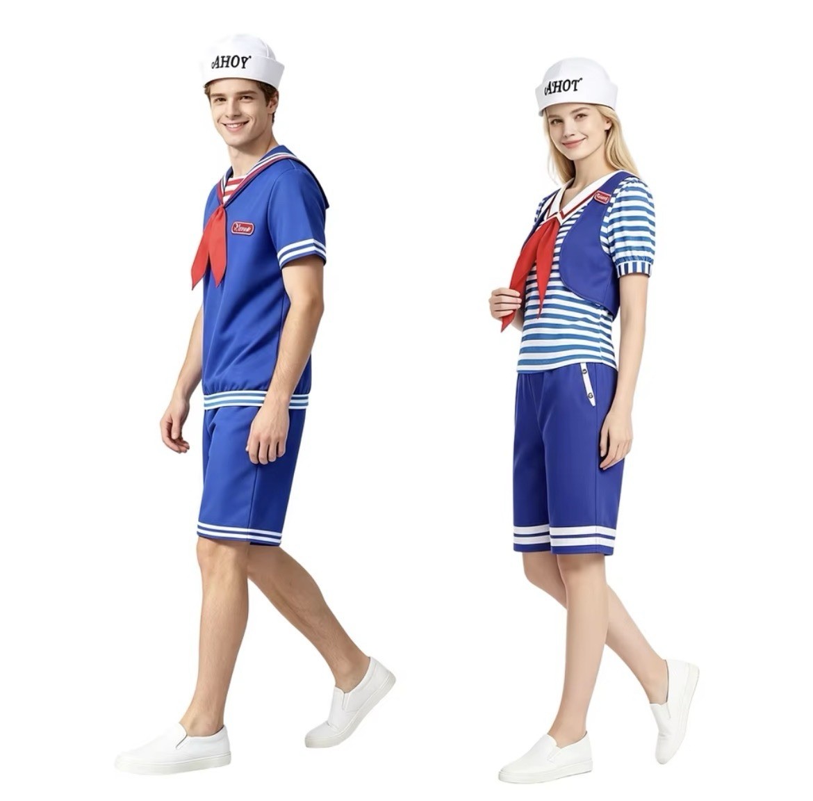 Stranger Things Scoops Ahoy ADULT Couples Costume Set. Steve and Robin Combo.