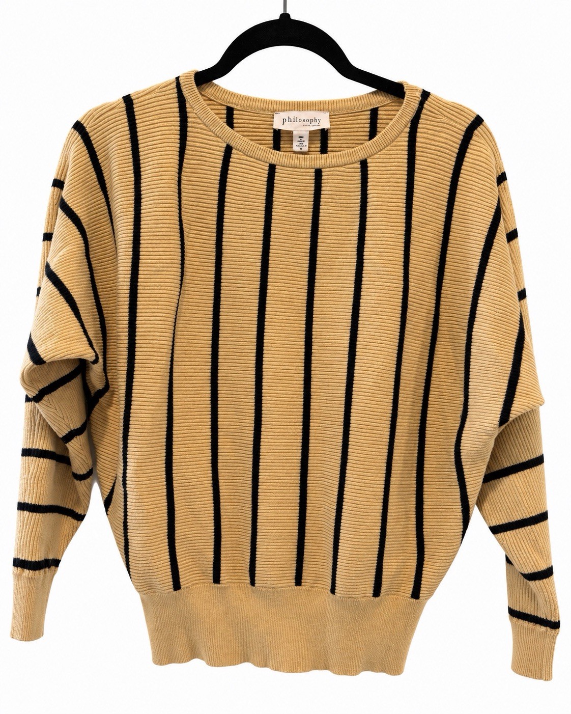 Philosophy Republic Clothing Women M Tan Black Striped Dolman Ribbed Sweater