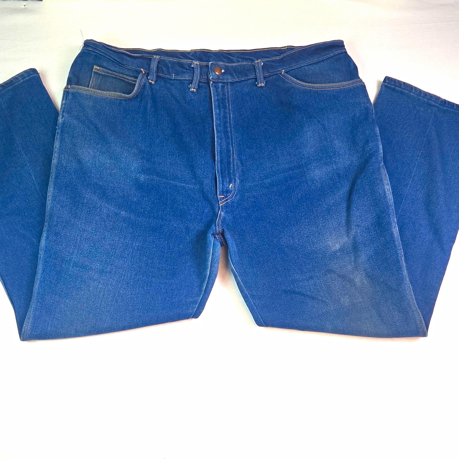 Vtg 70s 80s DEE CEE Jeans Blue Denim Made In USA Mens 46x32 Leather Patch