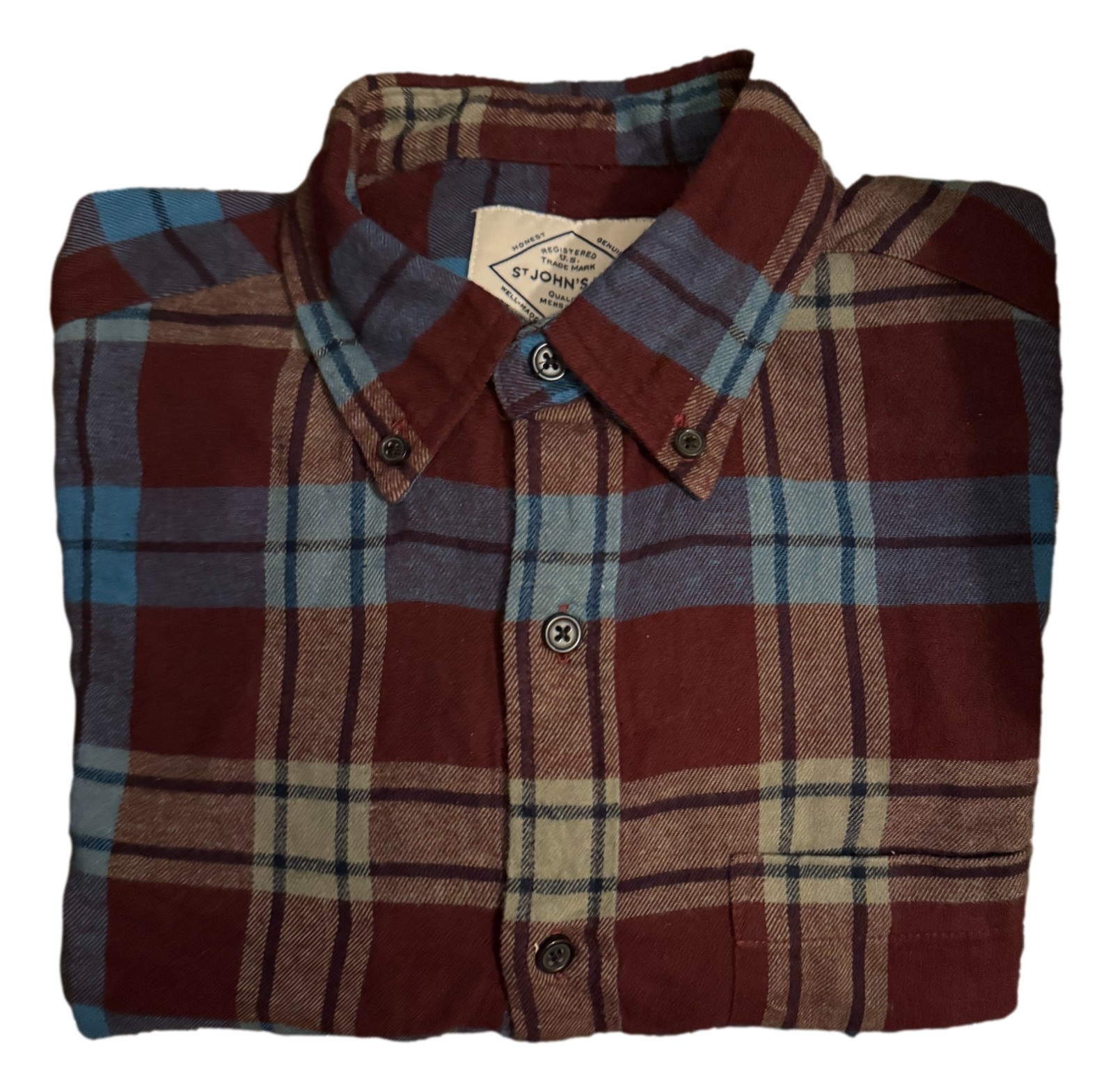 St. John’s Bay Men’s Classic Fit Long Sleeve Flannel Shirt - Burg Multi - M