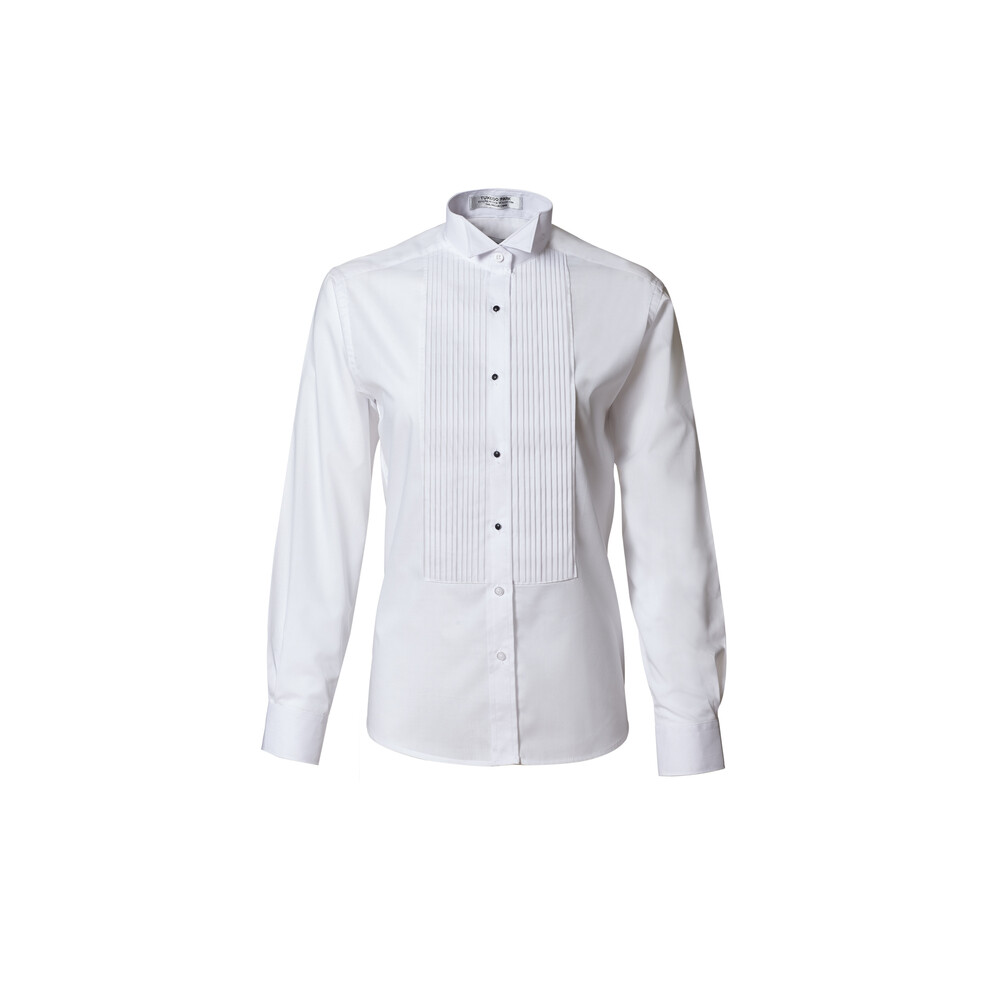 Ladies TUX PARK White Wing Pleated Womens Tuxedo Shirt Tux Adj.Collar QUALITY