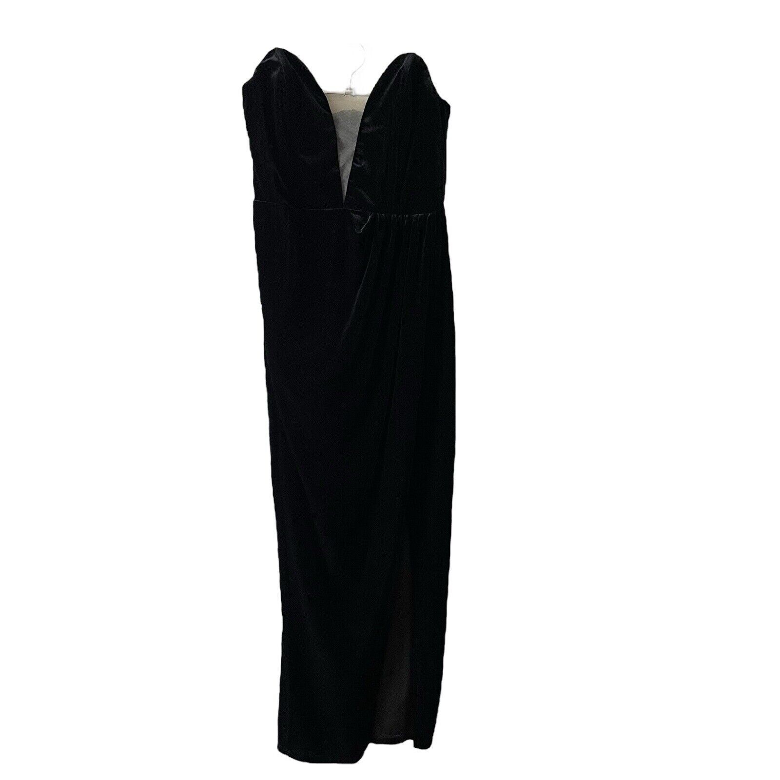Lulus Womens XL My Dream Come True Velvet Strapless Maxi Dress Black Slit Long