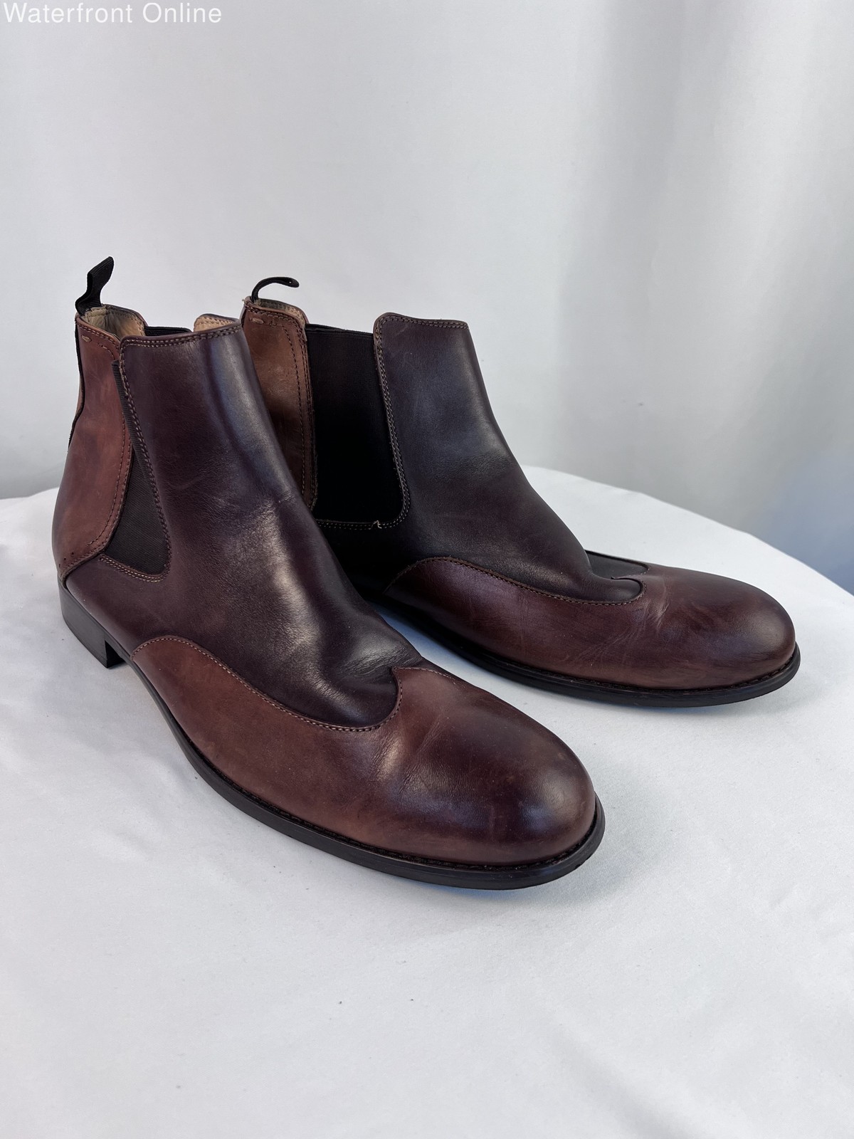 La Milano Italy Collection Men\'s 14 Two-Tone Chelsea Boots LZ161 Brown Leather