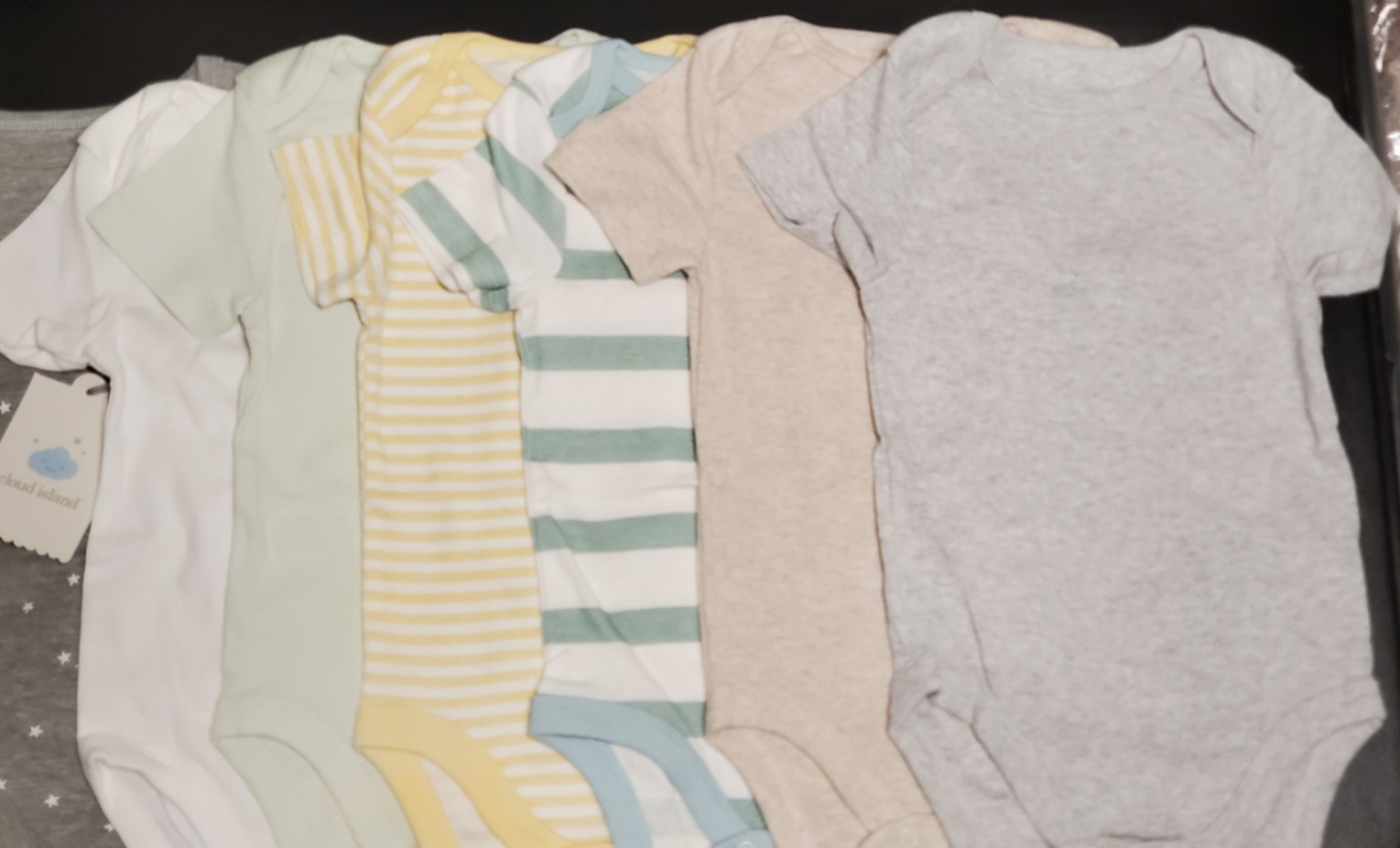 Cloud Island Unisex Baby 12M Short Sleeve Bodysuits LOT of 7 Pieces - NEW W/TAGS