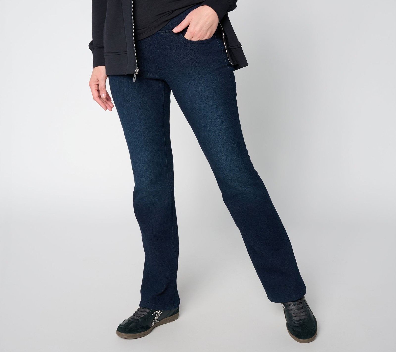 Belle by Kim Gravel Regular Flexibelle Boot Cut Jean Twilight Wash 14 New