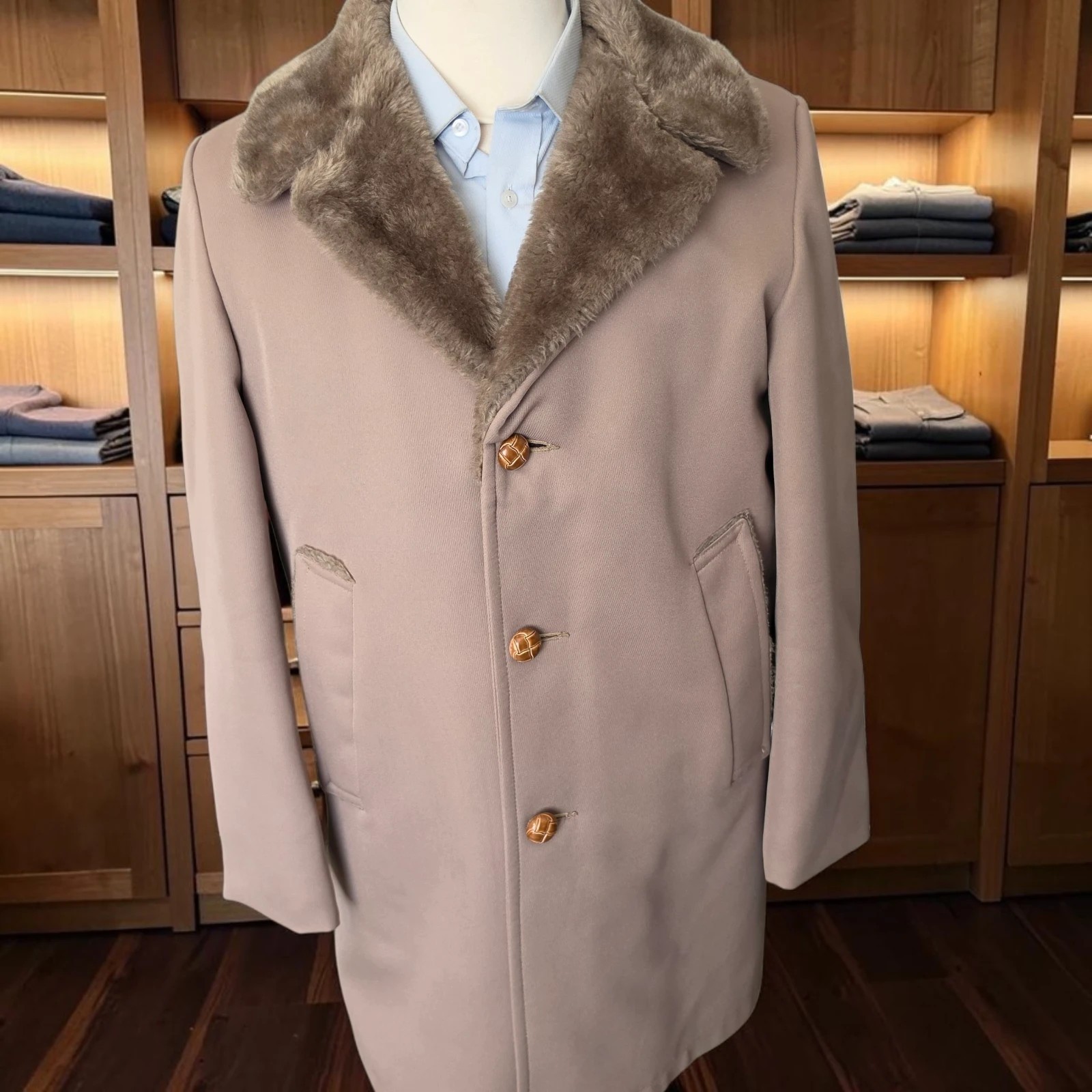 Vintage 1970s Faux Fur Overcoat 40r Richman Brothers