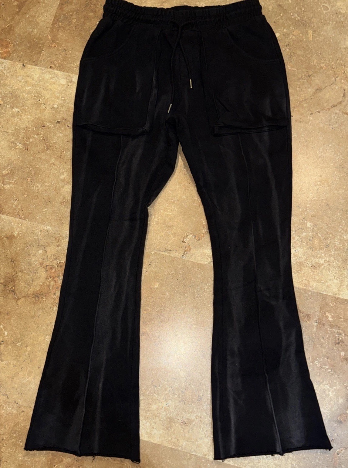 NWT Hollywood Hunna HWLD Black Sweat Pants M/L Streetwear Thick Ruff Hem 32x32