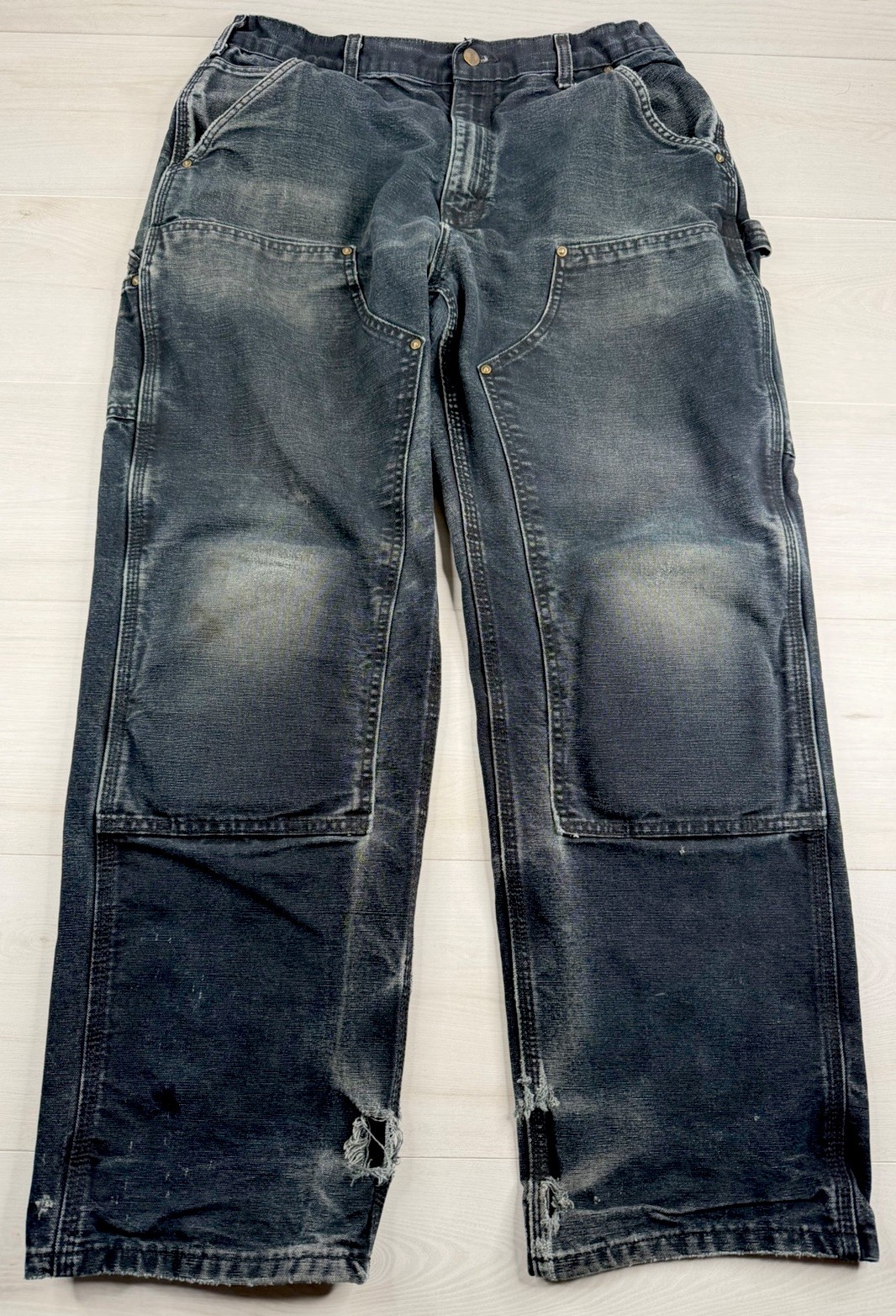 Vtg Carhartt Double Padded Knee Pants Distressed Skater Grunge 31x30 SICK FADE