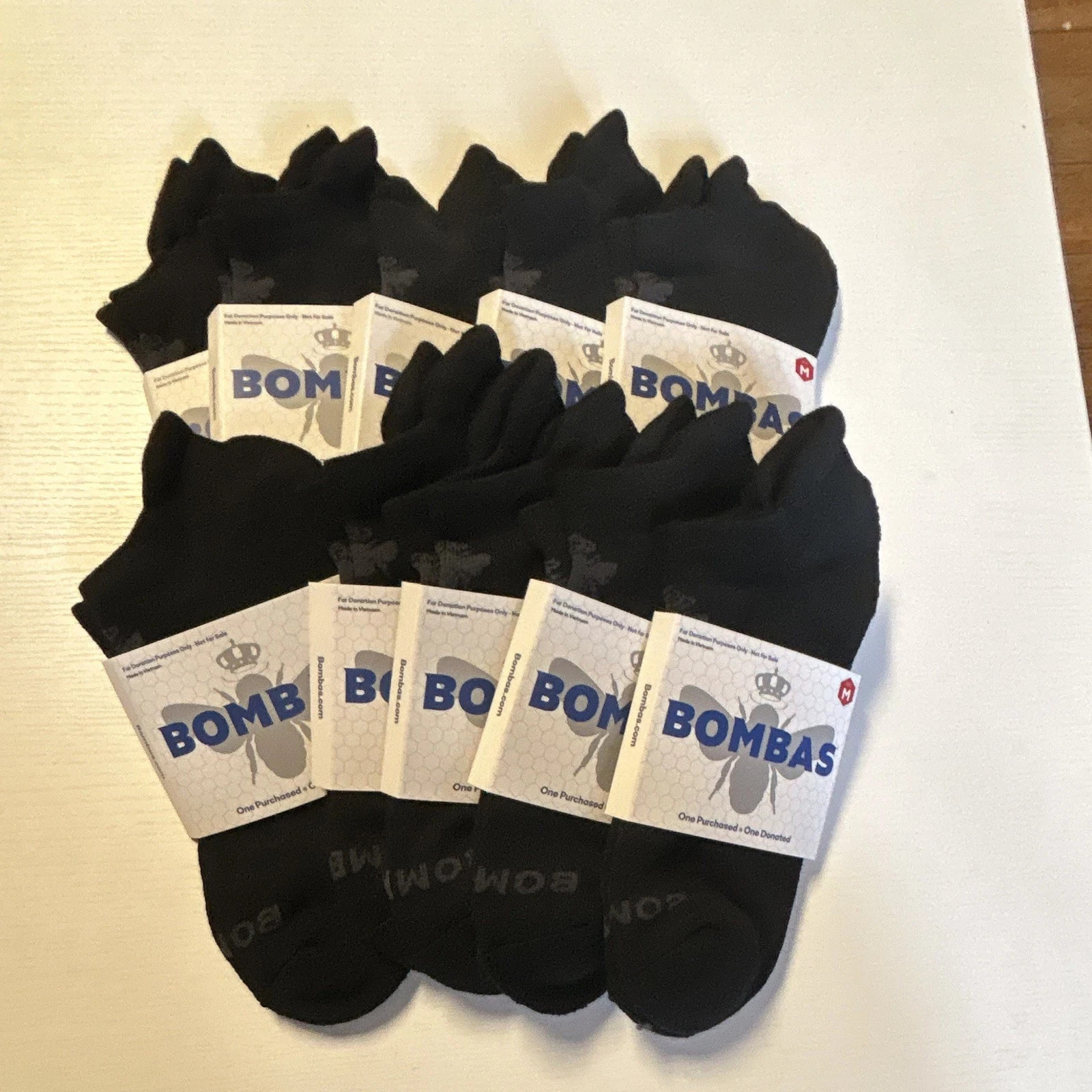 Bombas Unisex medium black  Ankle Socks 10 Pack New with Tags