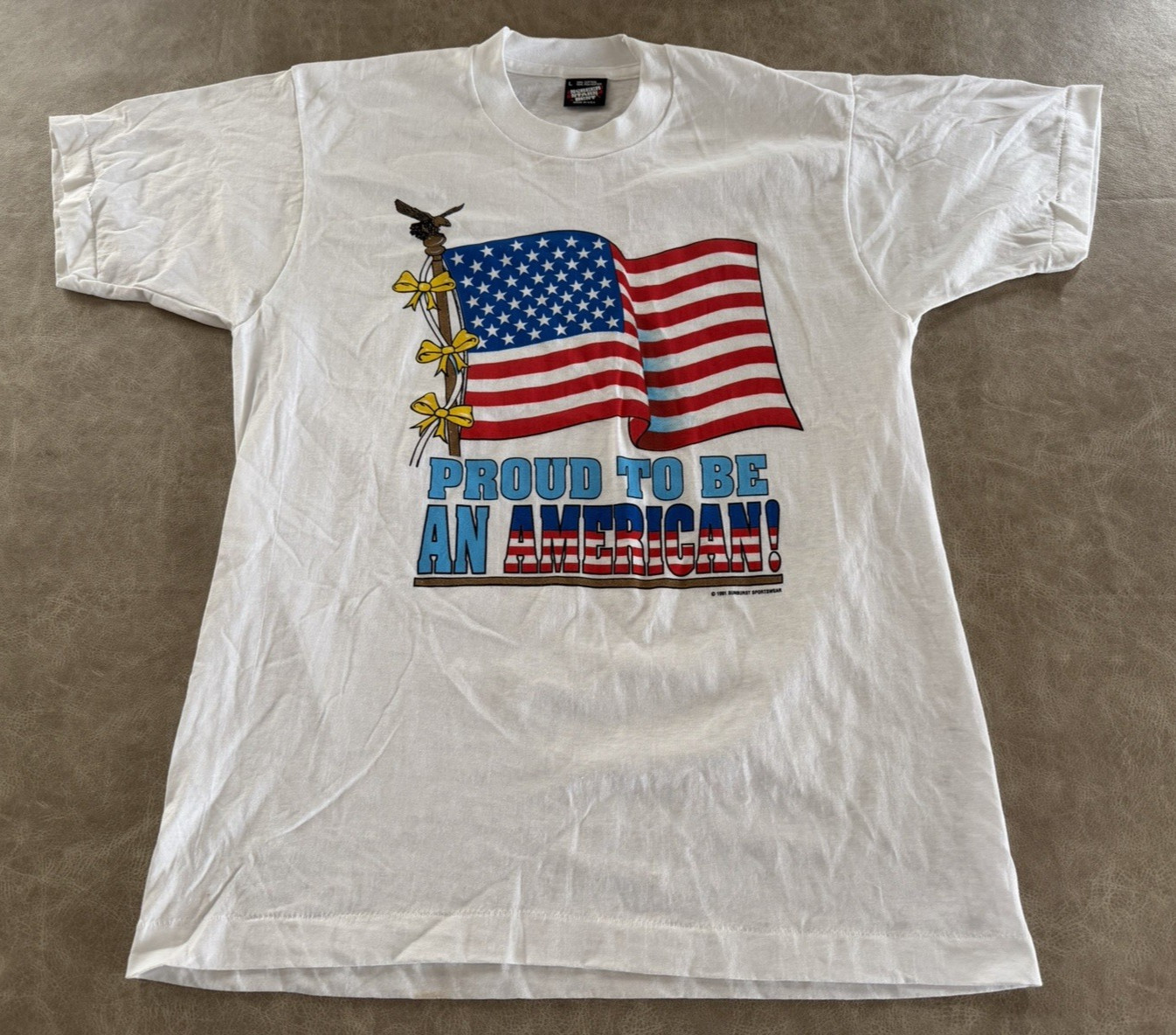 Vtg 1991 Screen Stars USA Proud To Be An American 4th July T-shirt  Adult Large