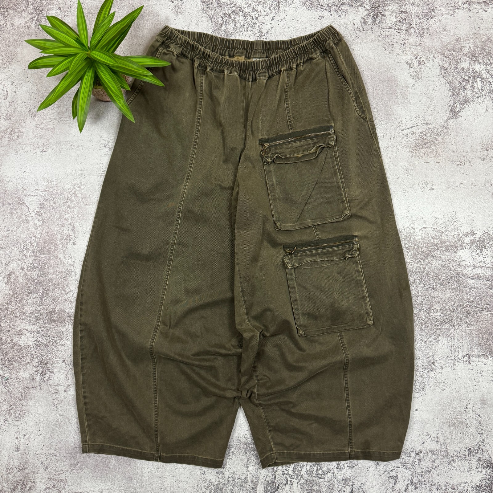 E Frequence Vintage Mens Avant Garde Balloon Pants L/XL Brown Distressed Cargo
