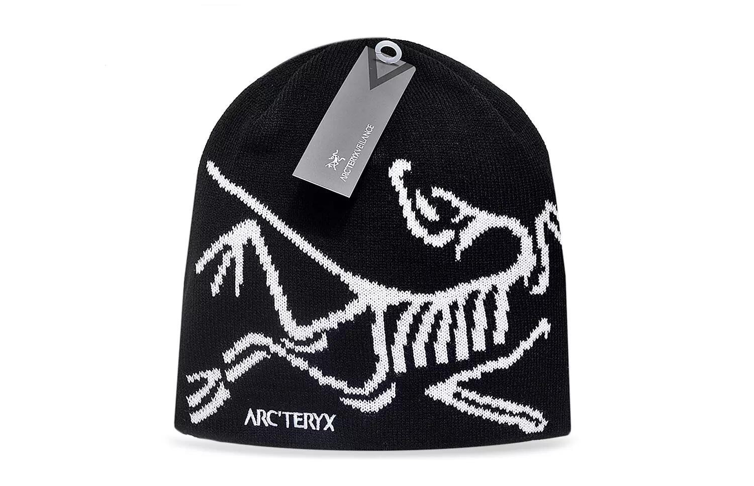 ~Arcteryx Bird Head Black Toque Beanie Hat Orca black Merino Knitted Cap hat