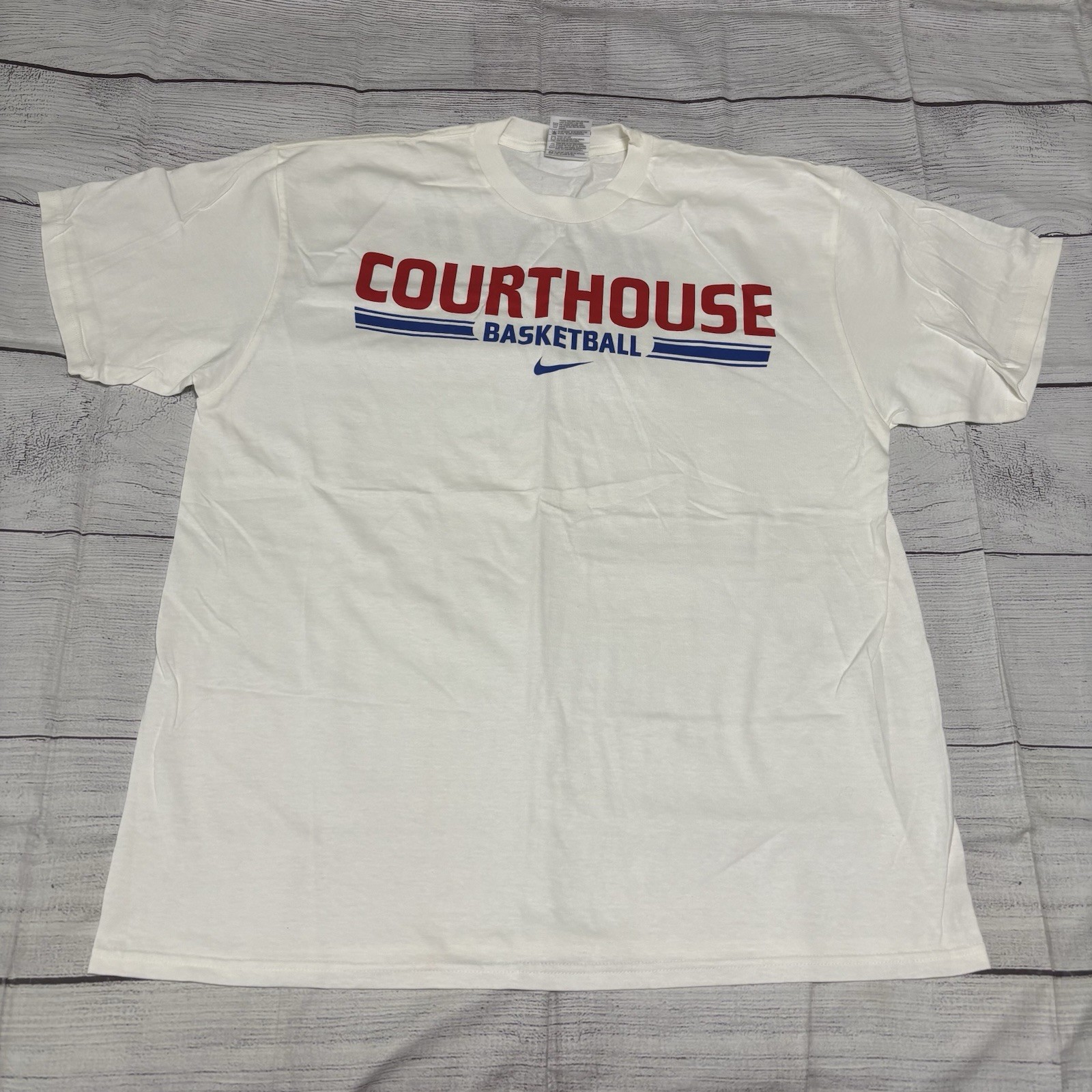 Nike Team Courthouse Basketball Shirt XL  Cream Off White Just Do It EYBL VTG