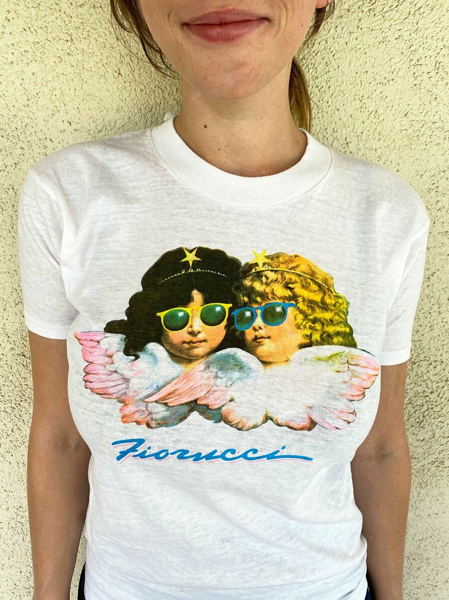 FIORUCCI VINTAGE 1980's ANGELS SHIRT -White, NEW OLD STOCK SIZE MEDIUM