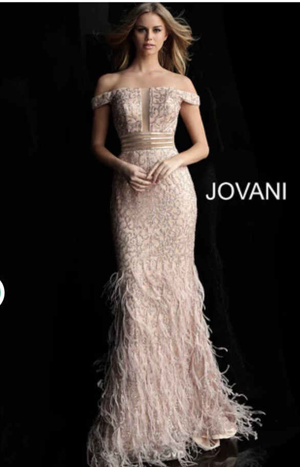 JOVANI ROSE/GOLD OFF THE SHOULDER PROM DRESS PAGEANT GOWN All Sizes