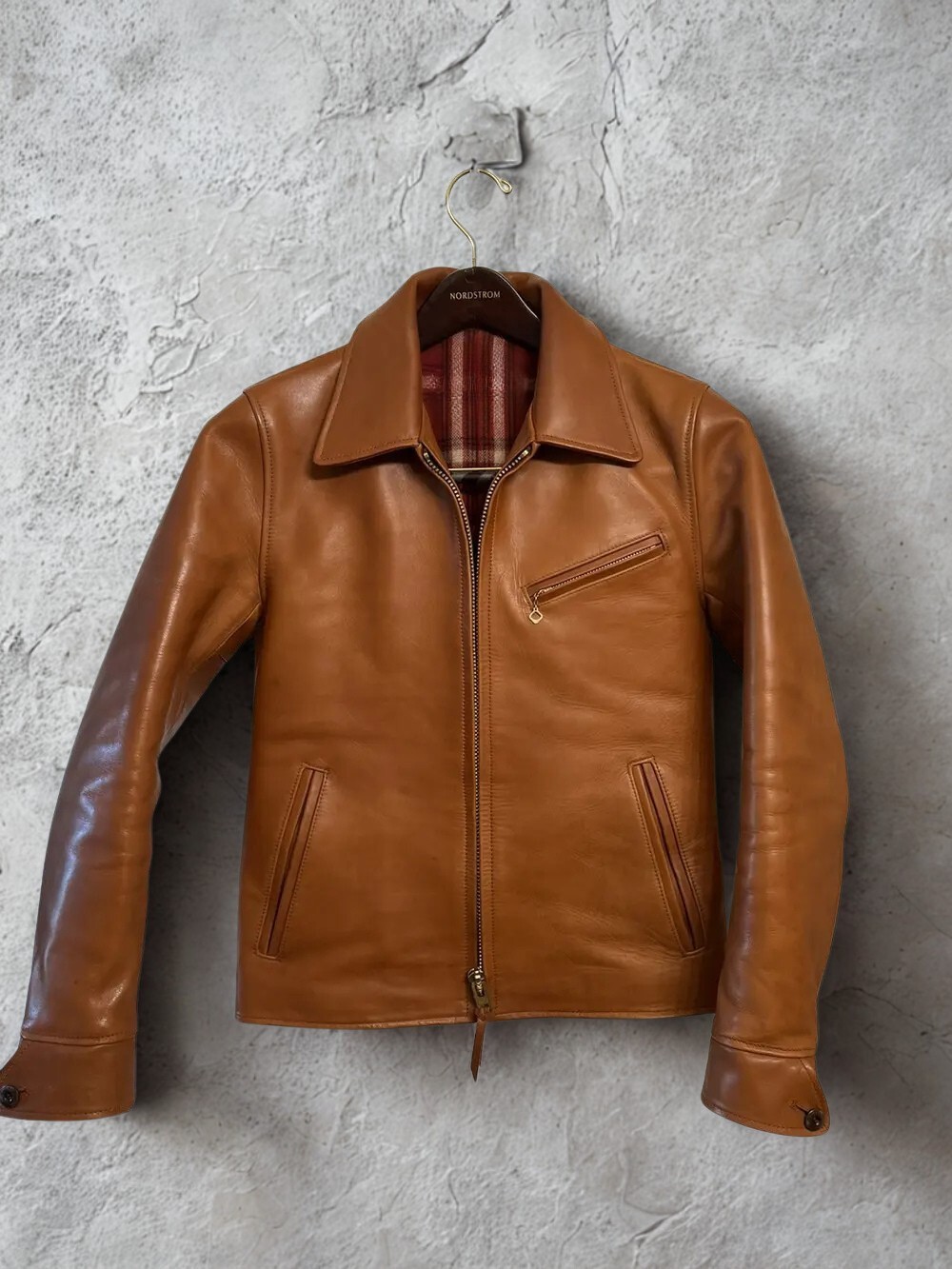 Men\'s Handmade Brown Cowhide Leather Jacket – Vintage Style – Classic Motorcycle