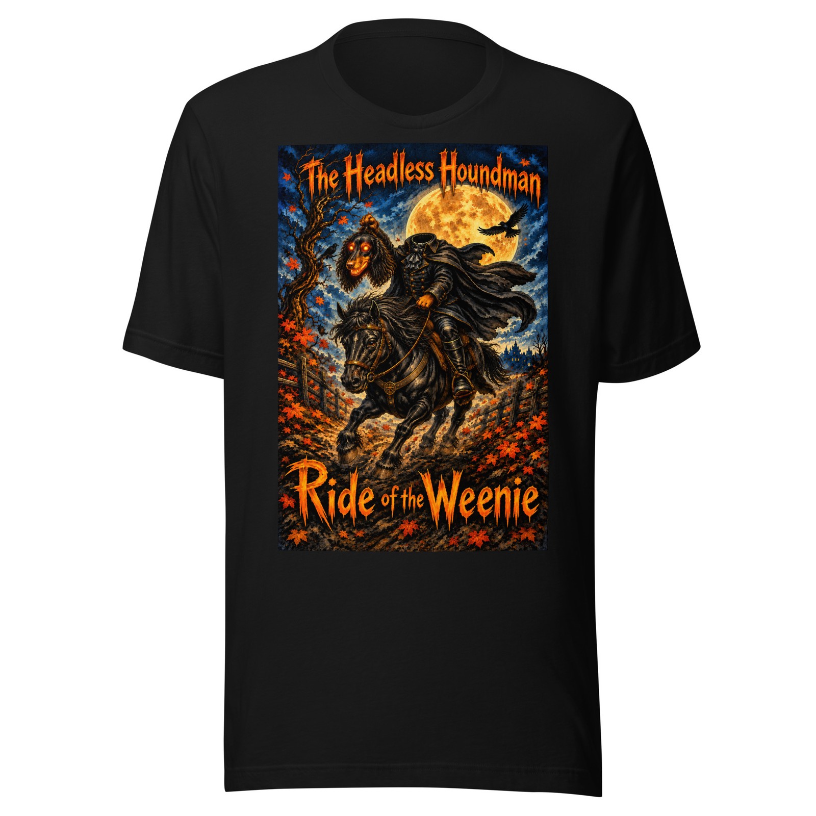 Funny Halloween Dachshund T-Shirt Ride of the Weenie Gothic Dog Tee