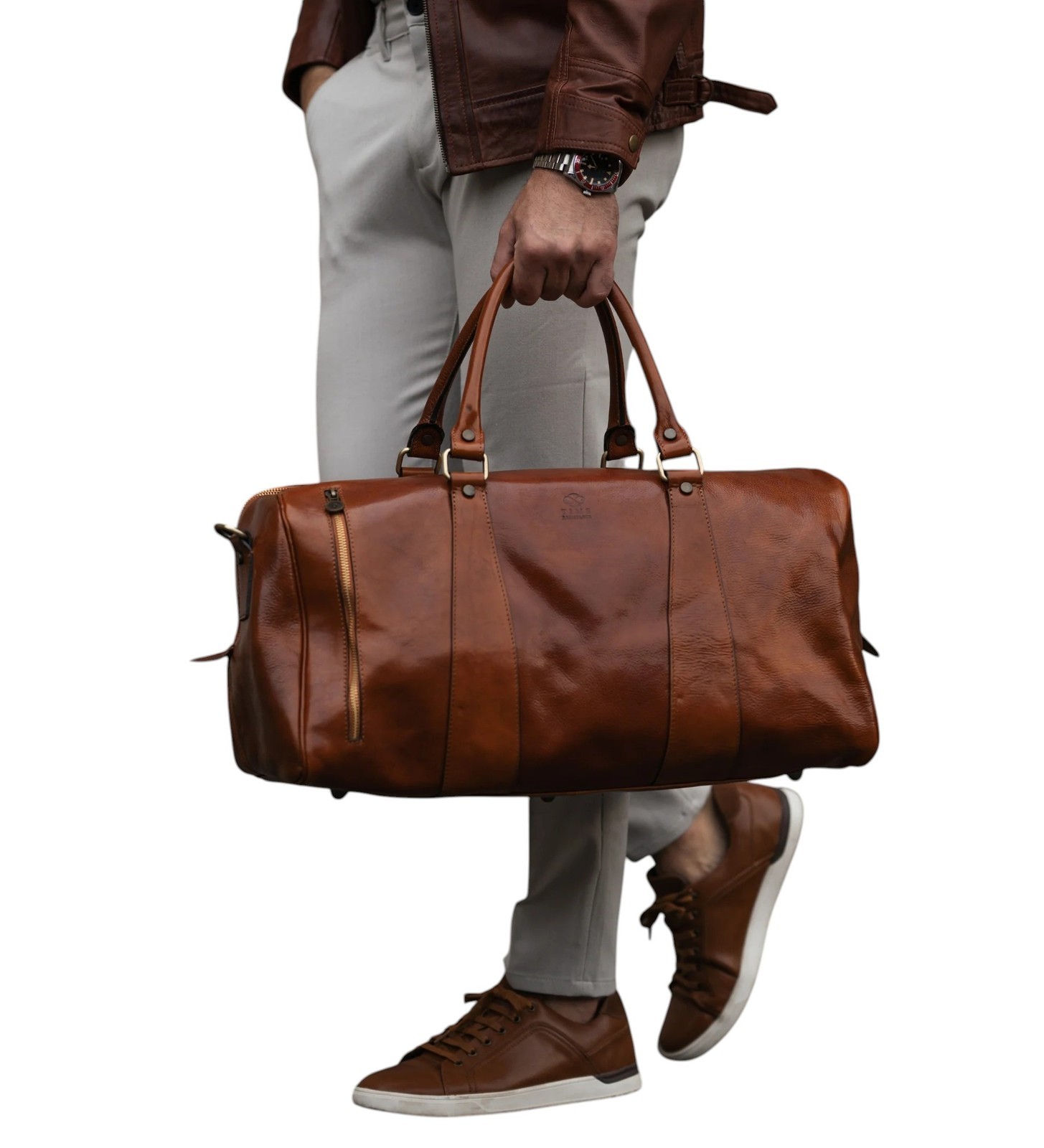 TIME RESISTANCE Wise Children Men Bag Brown Vachetta Leather Holdall RRP350 DDP
