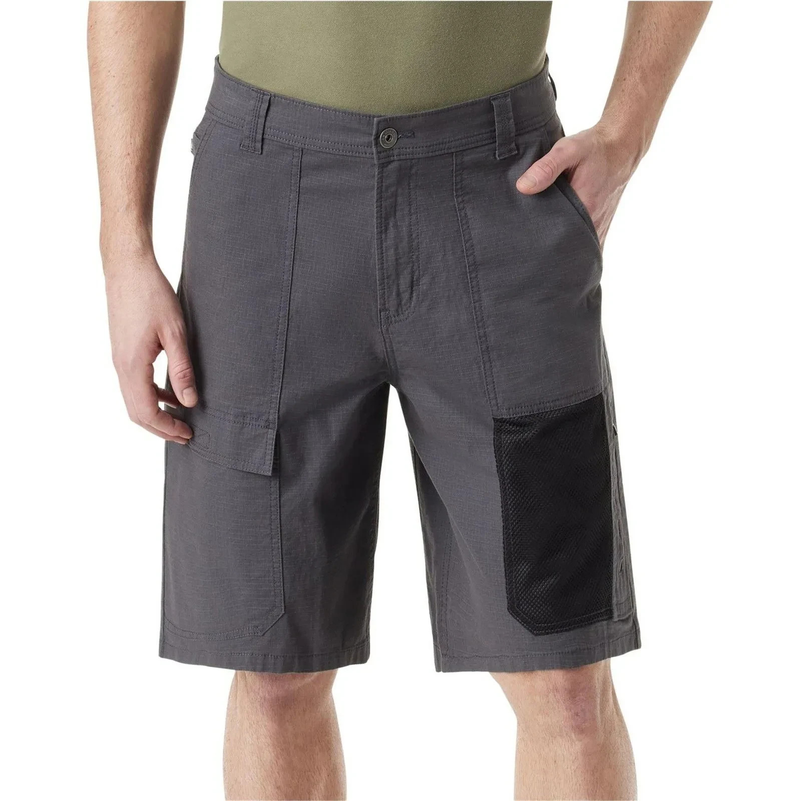 BASS OUTDOOR Forged Iron Gray Cargo Shorts Regular Fit Cotton 34 (EU 50)