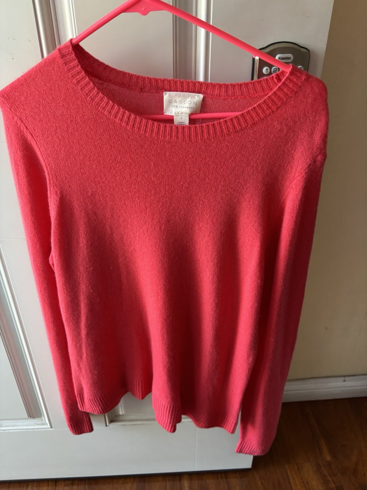 Caslon Cashmere Sweater Women Crew Neck Knit Pullover Red Long Sleeve L