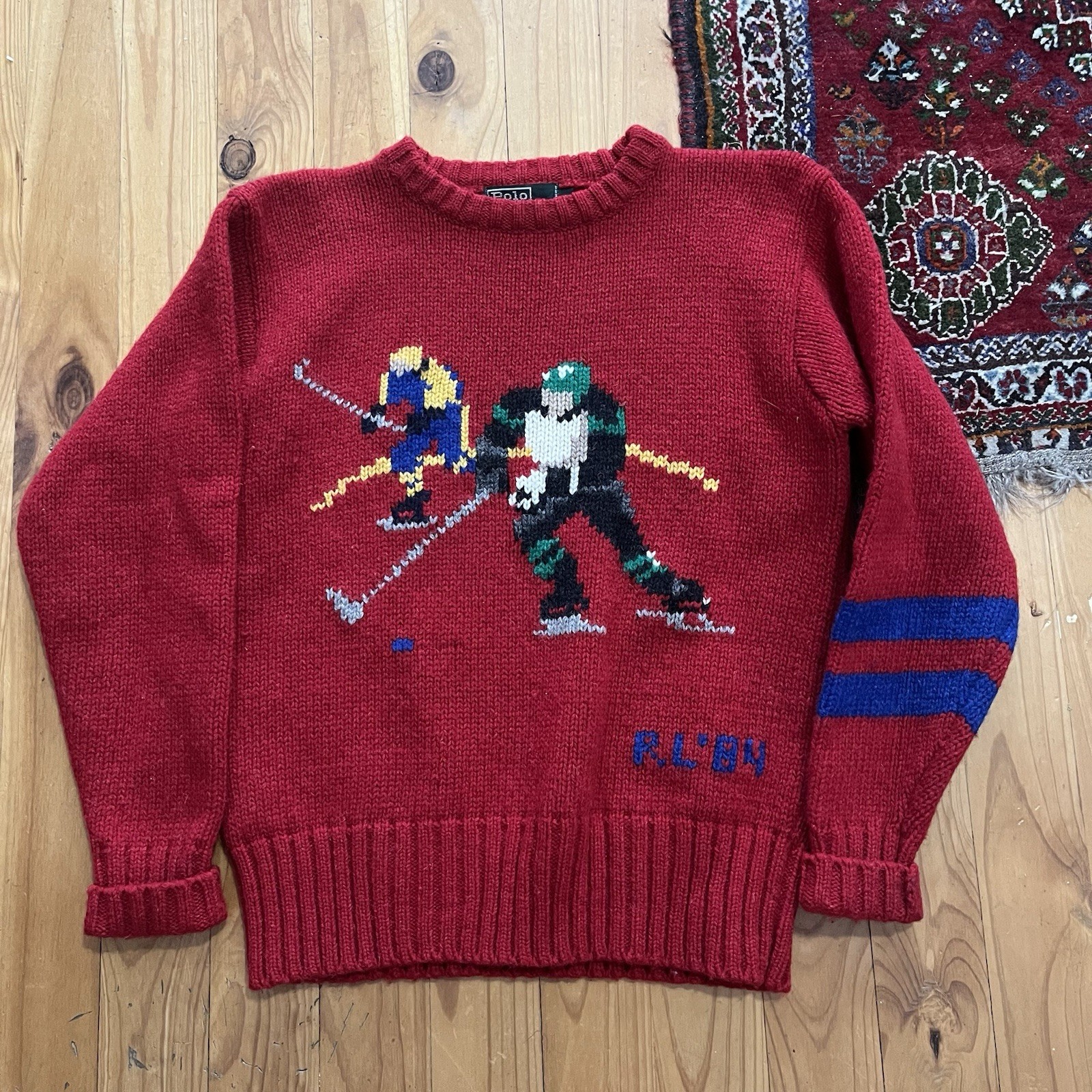 Rare Vintage 1984 80s Polo Ralph Lauren Atari Hockey Knit Sweater Size 16 90s
