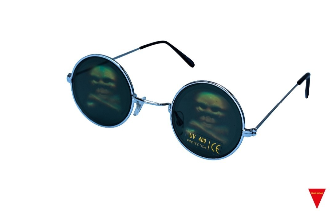 90s Skull With Bones Sunglasses, Vintage Hologram  Sunglasses
