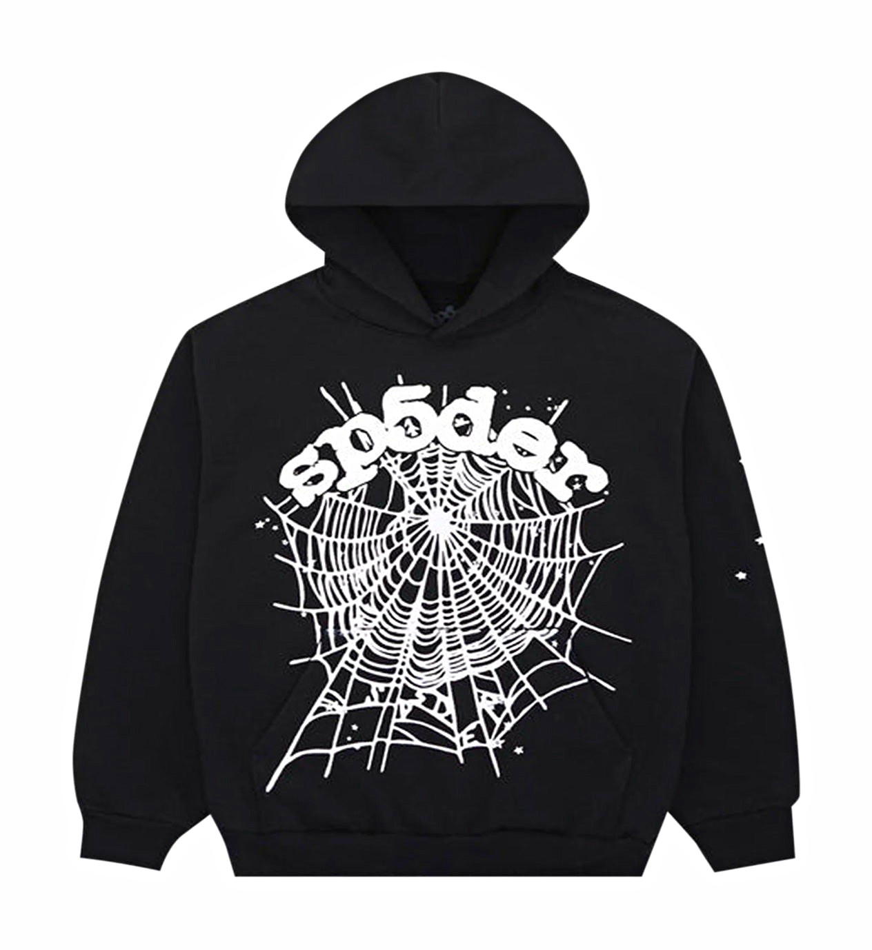 sp5der Men\'s Black Pullover Hoodie Size S Cotton Graphic Logo Long Sleeve