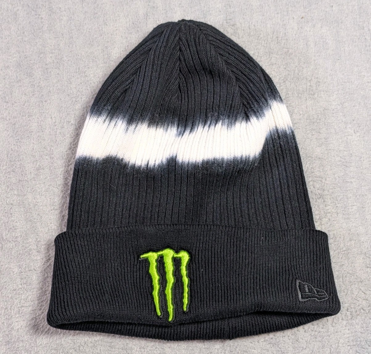 Monster Energy New Era Tie Dye Stripe Beanie Ski Hat Skully Cap Raised Logo