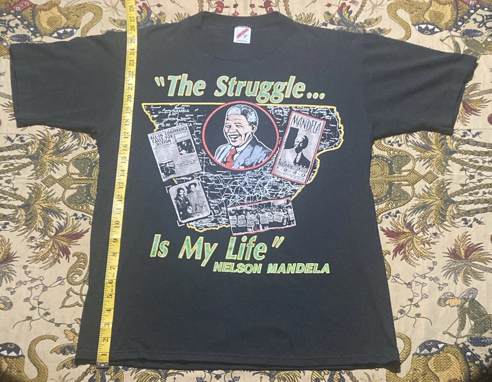 Vintage Single Stitch Nelson Mandela Shirt Sz L The Struggle Is My Life Rare HTF