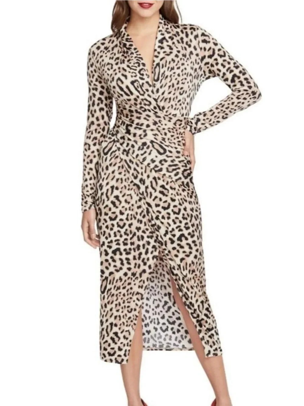 NWT Rachel Roy Women’s Long Sleeve Cheetah Print Midi Pencil Dress - Size M