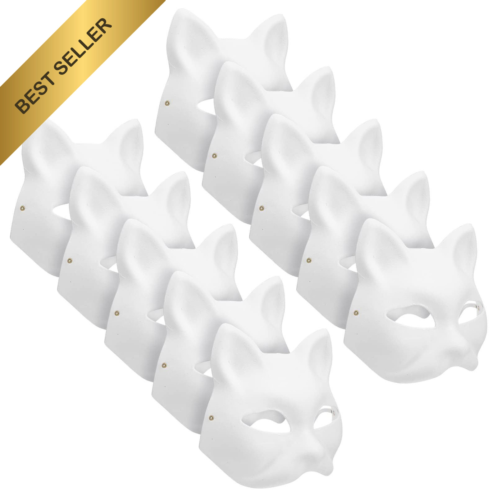 MAELSTROM 10Pcs Cat Masks Therian Mask White Animal Adults, - 10pcs