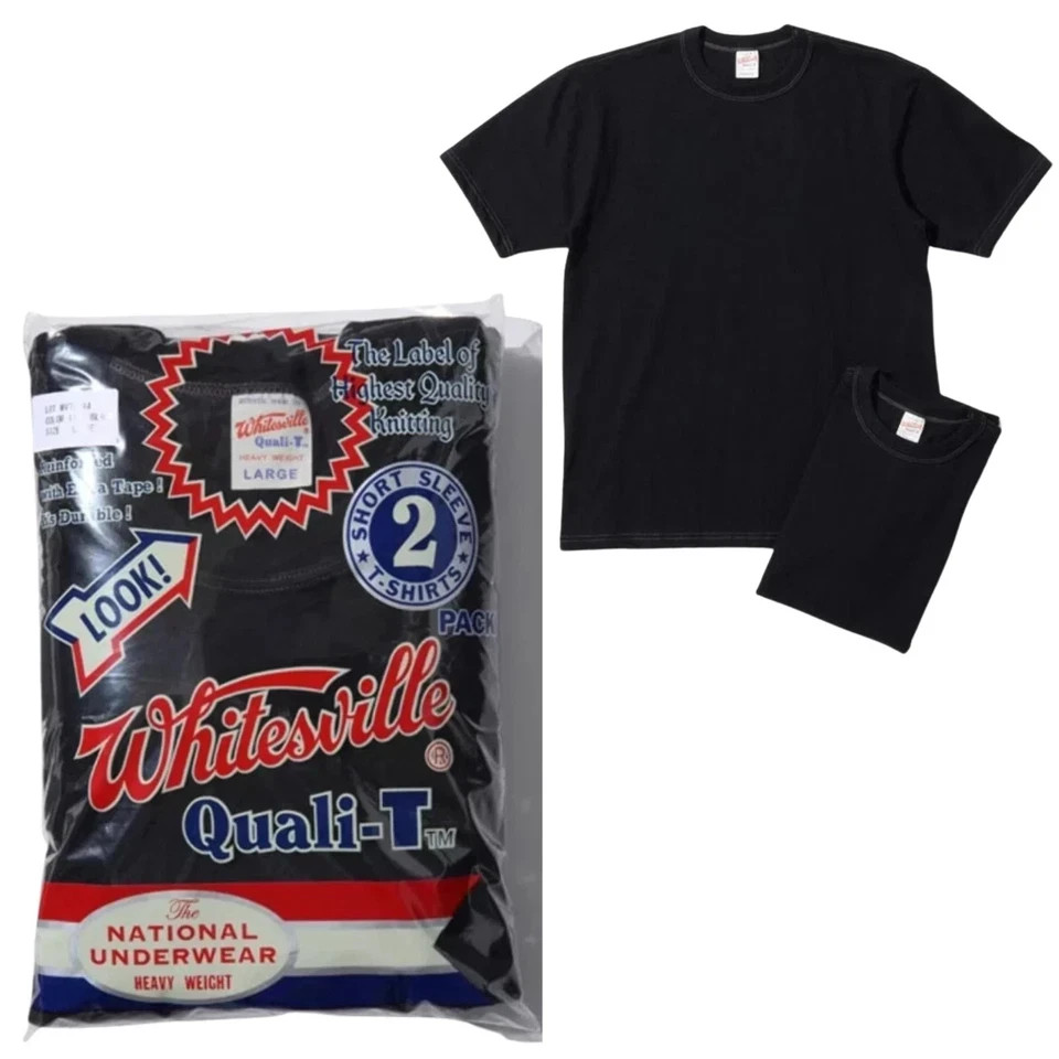 Whitesville WV73544 2-PACK T-SHIRT Black Size Medium,2XL Men's Made in Japan