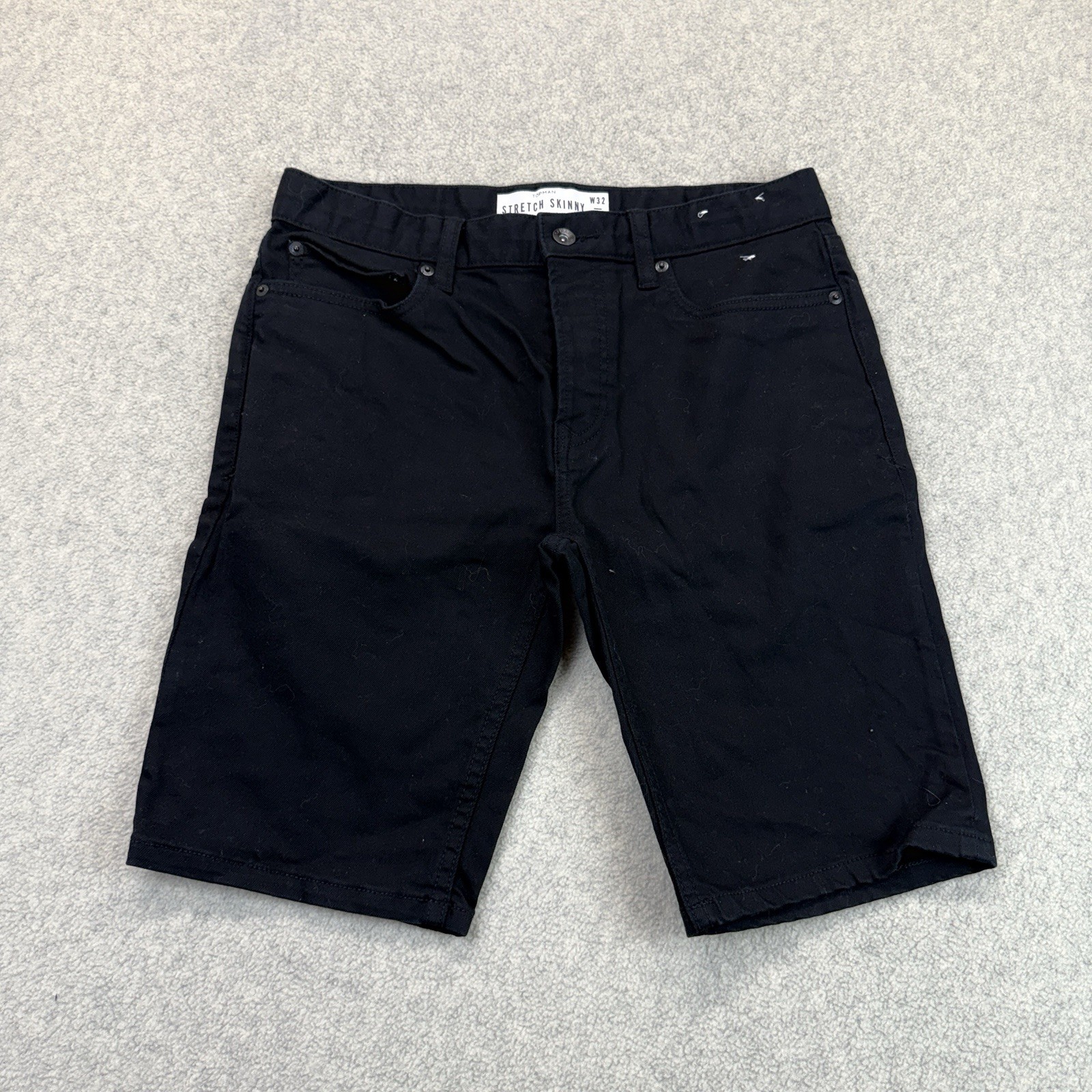 Topman Men’s W32 Black Stretch Skinny Denim Shorts