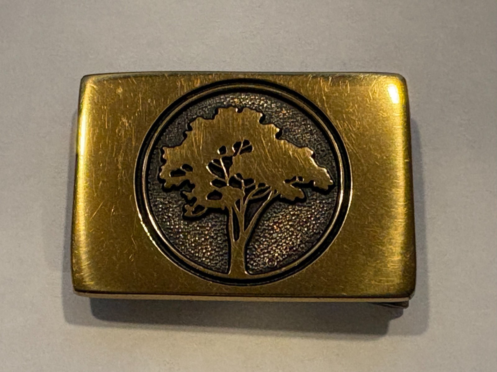 Vintage NOS 1970s BTS Solid Brass Tree Belt Buckle Hippie USA Boho Nature