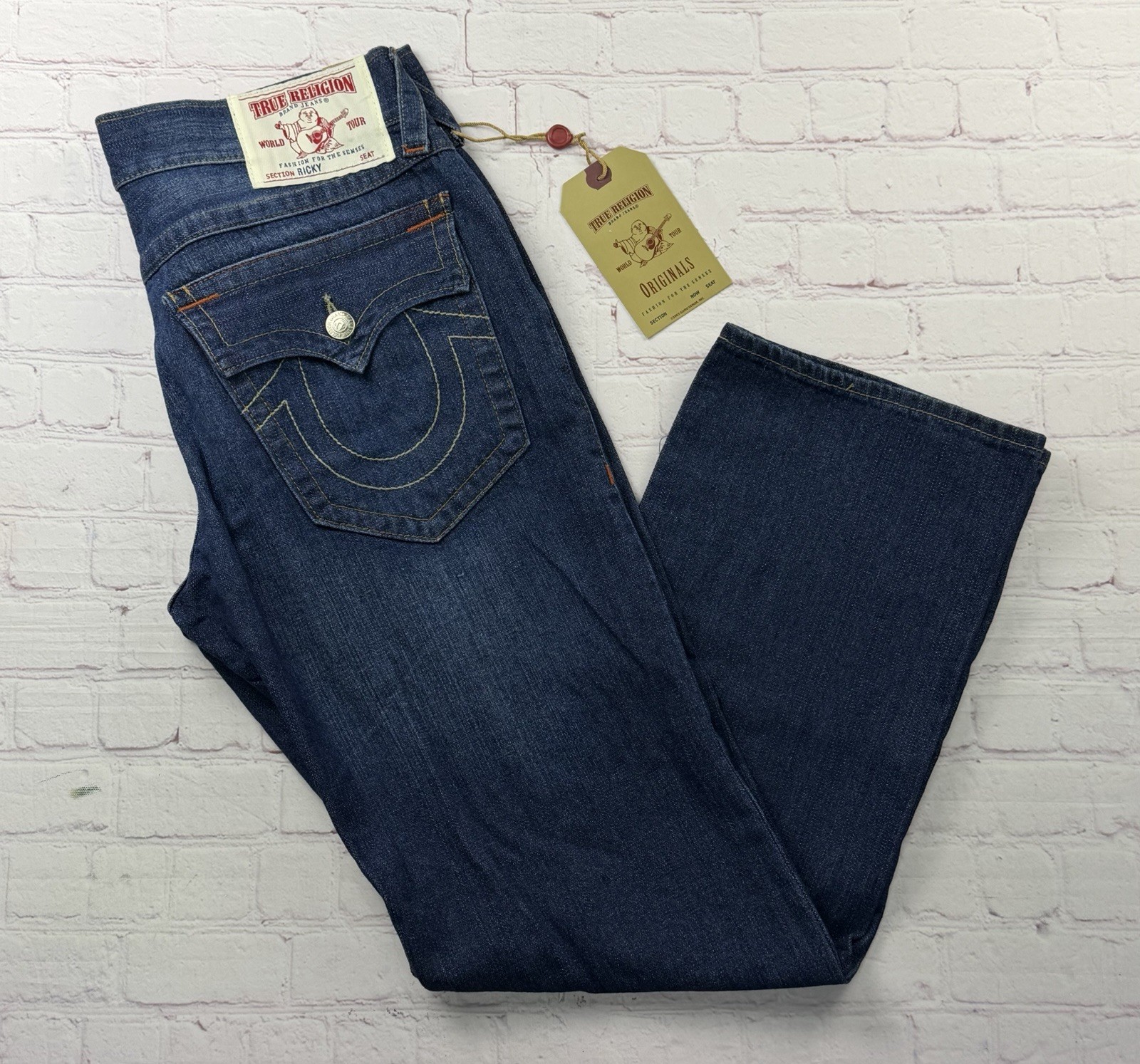 NWT Vintage Y2K True Religion Originals Ricky Jeans USA 34 Flap Pockets  $188