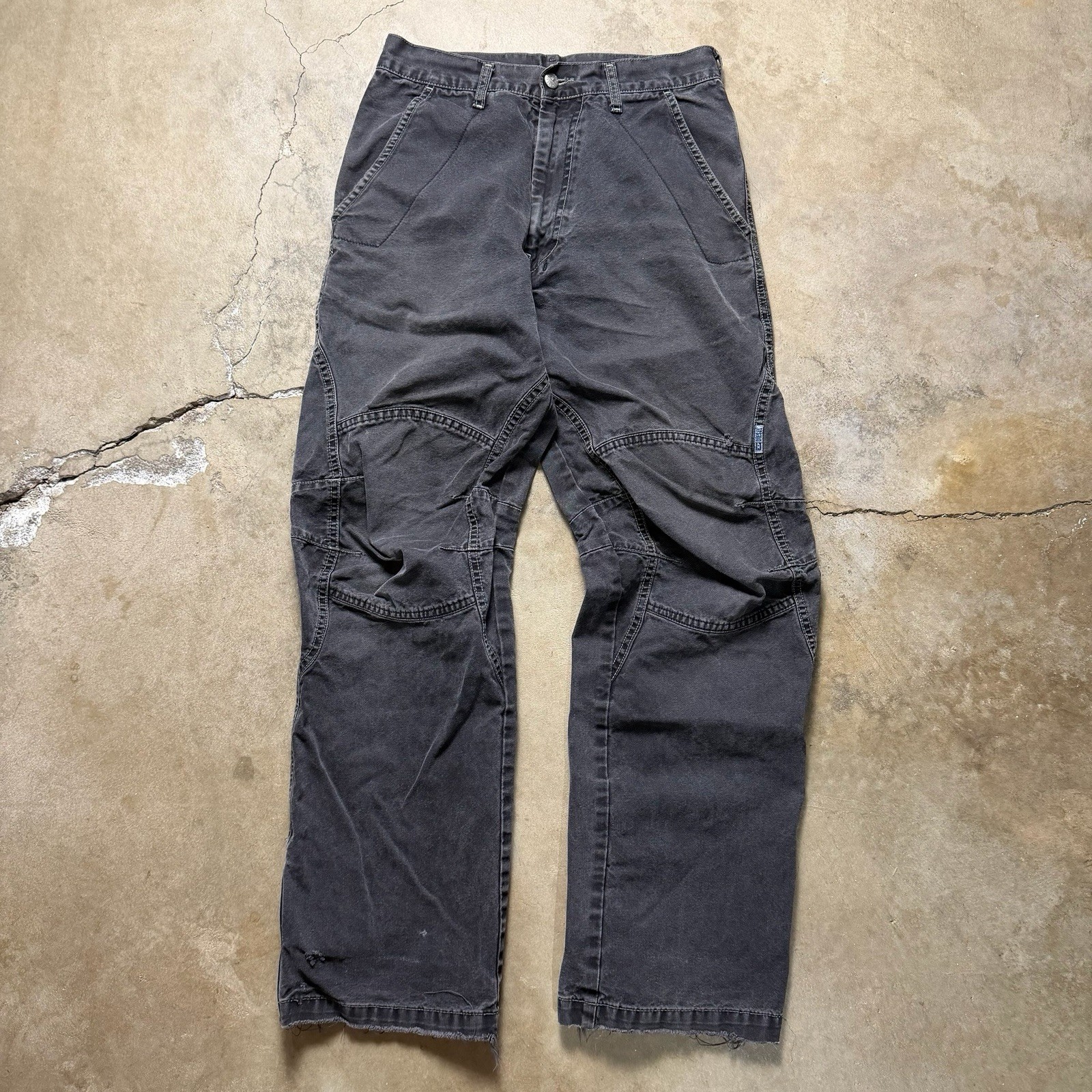 Vintage Y2K Diesel Double Knee Utility Pants Size 27x30 Black Faded