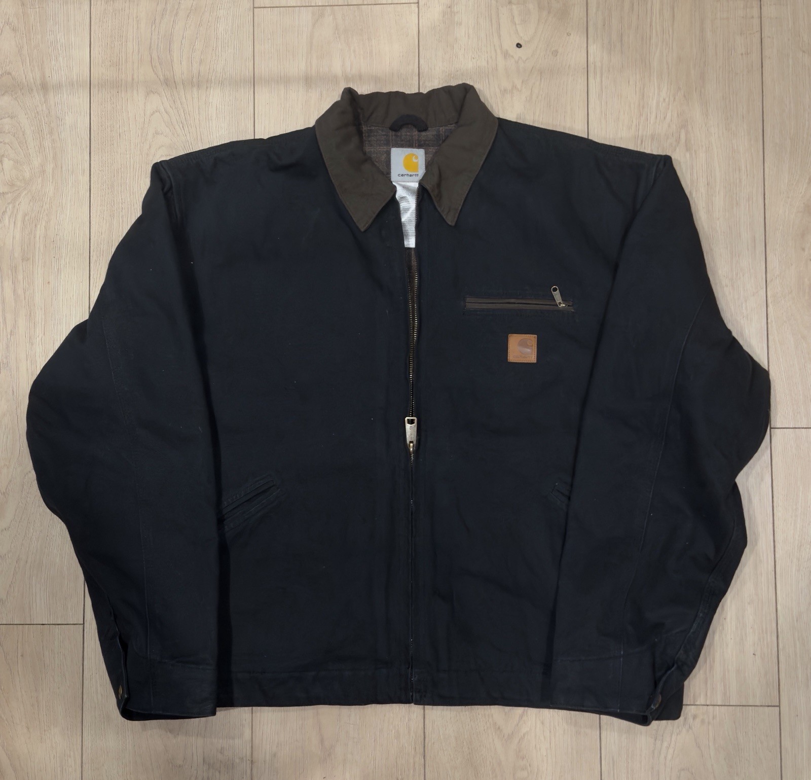 NEW Carhartt J97 BLK Men\'s Canvas Lined Full Zip Work Jacket Size Large