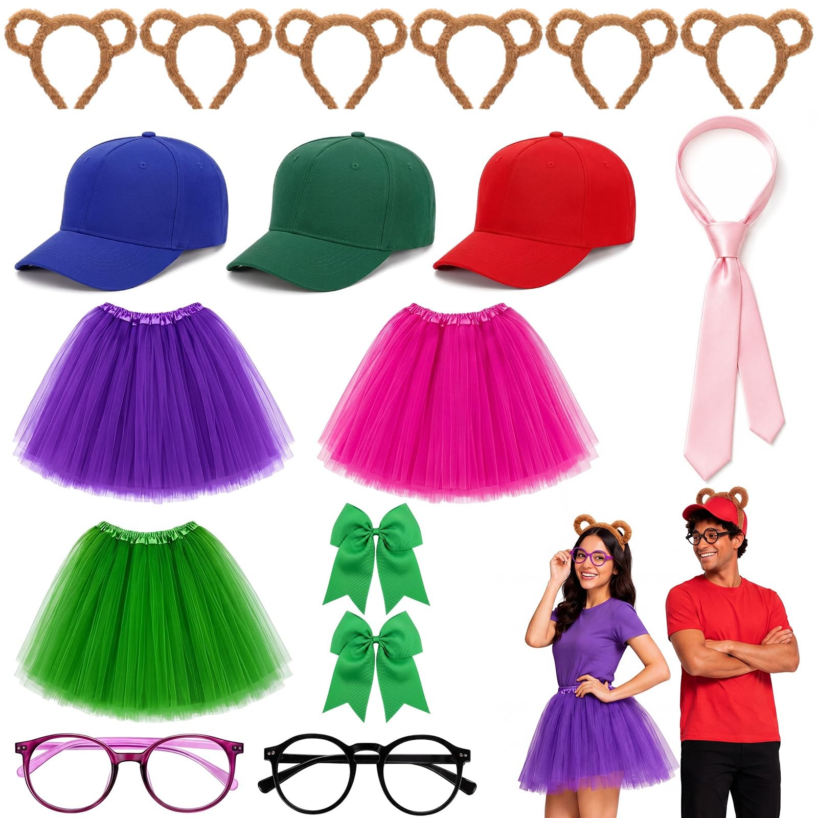 17 Pcs Halloween Animal Costume Accessories Set for Couple Group