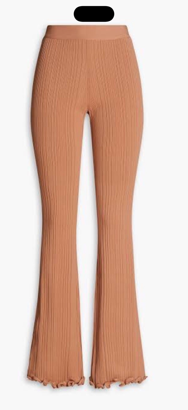 Herve Leger Ruffled Ribbed-knit Flared Pants Brown Authentic Size 2 NWT Long XS 