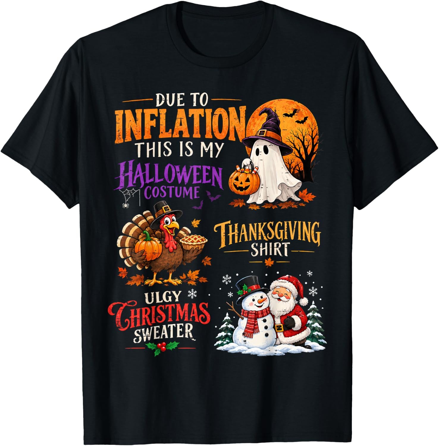 Due To Inflation This Is My Funny Halloween Graphic T-Shirt Unisex Black