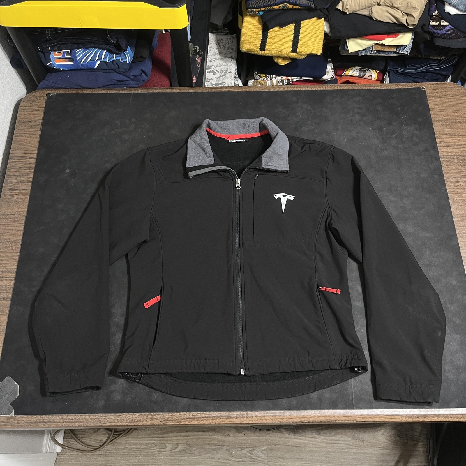 Tesla Fossa Jacket Men XL Black Softshell Windbreaker Fleece Embroidery Employee